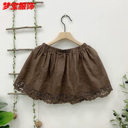事思韓系小眾花邊刺繡疊穿裙簾高腰層次感打底半身裙迷你屁簾 咖色 2XL