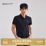 GANT【100%棉】GANT/甘特夏男士寬松時(shí)尚休閑舒適通勤翻領(lǐng)短袖POLO衫 5黑色 S