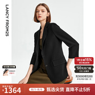 朗姿【三醋酸Basic衣櫥】白色女士小西裝外套夏新款西服明星同款 黑色2 2XL