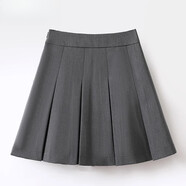 凝艋胖mm大碼遮肉顯瘦短裙女百褶裙夏季高腰深襠a字學(xué)院風(fēng)大褶半身裙 灰色 S