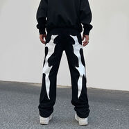 玖維婭嘻哈國(guó)潮風(fēng)格街頭美式直筒高街字母印花牛仔褲復(fù)古長(zhǎng)褲寬松男女 KNNN 黑色 印花款 S