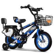 諾曼琦（NUOMANQI）兒童自行車(chē)3歲寶寶腳踏單車(chē)2-4-6歲男孩小孩6-7-8-9-10歲童車(chē)女孩 頂配藍(lán)色捍馬輪后座靠背款+禮 e 20寸