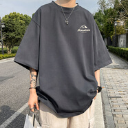 南極人（Nanjiren）粉色短袖t恤男夏季2025新款潮牌潮流寬松大碼半袖男生上衣服 深灰色 2XL
