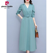 皮爾卡丹（pierre cardin）連衣裙女秋裝2024新款秋冬洋氣端莊大氣顯瘦正式場(chǎng)合裙子 綠色 XL (115-125斤)
