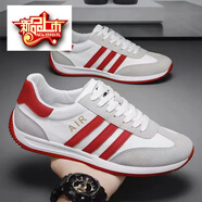 意爾康王子鞋子男鞋春夏季新款透氣百搭阿甘鞋男士休閑跑步運動(dòng)鞋潮流小白鞋 鞋墊軟彈站久不累-FH-康松白紅色 39