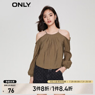 ONLY洋氣露肩長(zhǎng)袖碎花寬松吊帶雪紡衫女|123251022 E08 刺山柑 M (165) 84A