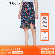 PORTS寶姿 新品 女裝優(yōu)雅不對稱魚尾半身裙LN8S020HPT037 丈青印花 M (6)