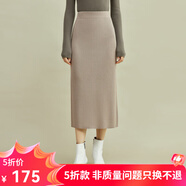 哥弟真的好（GIRDEAR）女裝松緊腰豎坑條修身中長(cháng)款針織包臀半身裙A200146 灰 M (3)