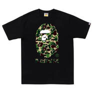 A BATHING APE男士潮流拼接迷彩印花短袖T恤 black / green 均碼 |3XL