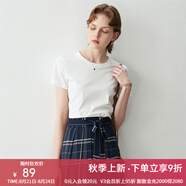 顏域簡約純色短袖T恤女夏裝新款時尚氣質(zhì)ol通勤直筒顯瘦上衣 白色 2XL