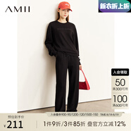 AMII七夕禮物年秋新款字母印花衛(wèi)衣休閑褲半身裙酷鹽系少女穿搭套裝女 黑色(衛(wèi)衣) 150/76A/XS
