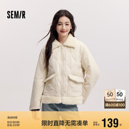 森馬（Semir）棉服女拼接毛絨翻領(lǐng)溫柔百搭2024冬季寬松棉衣復(fù)古風(fēng)109724112003