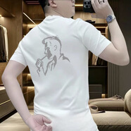 BOYXCO輕奢高級感男士ins短袖t恤夏季2025新款大碼時尚百搭半袖圓領上衣 F602白色 M