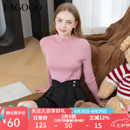lagogo多巴胺多色修身軟糯針織衫女拉谷谷2024冬新款半高領(lǐng)打底衫 粉紅色(H8) M 160/38