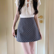 衣然呈品波點(diǎn)半身裙女夏季新款休閑百搭包臀裙辣妹高腰A字裙西裝短裙子女 灰色 （帶內襯） M 【建議95-110斤】