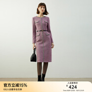 顏域紫色小香風(fēng)連衣裙女裝2024新款秋冬氣質(zhì)裙子中長(zhǎng)款毛呢連身裙 紫色 M/38
