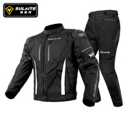 山頭林村速萊特摩托車騎行服男機(jī)車服套裝騎士防寒服賽車保暖防風(fēng)防水四季 黑色套裝 M