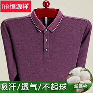 恒源祥專(zhuān)柜棉質(zhì)長(cháng)袖T恤男2025春秋季中老年爸爸裝寬松休閑翻領(lǐng)上衣 紅色 C592 M 165  建議100-120斤