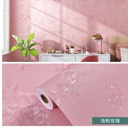 葉余加厚墻紙家用客廳防水防潮背景墻壁紙臥室溫馨宿舍墻壁翻新 粉色玫瑰 60.2厘米寬*5米長自帶背膠