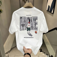 森馬（Semir）t恤潮牌短袖男夏季2024新款ins寬松重磅圓領(lǐng)純棉痞帥上衣體恤 白色【籃球BOY】 M _100-120