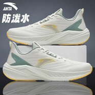 安踏（ANTA）男鞋跑步鞋皮面防潑水輕便運動(dòng)鞋2025秋季新款減震跑鞋男 【云驥】5501-3凈瓷白/氫氧綠/糖 39