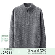 Basic House/百家好純綿羊毛針織衫女秋冬高領(lǐng)拉鏈套頭毛衣保暖時尚新款名媛 鈦金灰 均碼