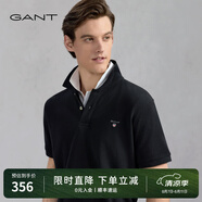 GANT/甘特【100%棉】夏男士休閑時(shí)尚印花logo翻領(lǐng)短袖T恤POLO衫 5黑色 XL