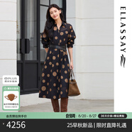歌力思（ELLASSAY）2025秋季新款三醋纖歐根紗氣質(zhì)簡(jiǎn)約真兩件連衣裙女EWE363Y05800 黑點(diǎn)陣圓點(diǎn) S