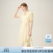 范思藍(lán)恩木耳邊海軍領(lǐng)甜美直身連衣裙2024夏季新款裙子24FS12045 霞多麗黃 M