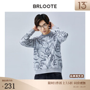 巴魯特（Brloote）潮流衛(wèi)衣男個性時尚滿身印花舒適長袖T恤秋冬 淺灰 190/108A