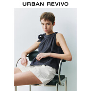 UR2025春季新款女裝復古休閑蝴蝶結無(wú)袖牛仔襯衫UYU850007 藍色 （袖口偏大） L