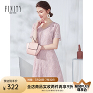 FINITY夏季小個(gè)子V領(lǐng)法式雪紡裙顯瘦粉色碎花連衣裙女 粉色印花 S