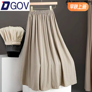 DGOV灰色高腰a字百褶半身裙女2025新款夏天感雪紡氣質(zhì)休閑長裙子 卡其色 XL 建議【120-135斤】