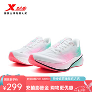 特步（XTEP）2025年夏大眾功能跑系列跑鞋女 經(jīng)典白/熒光櫻粉/澈青藍(lán) 35