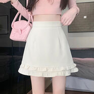 多閔高腰顯瘦西裝半身裙女英倫風(fēng)實(shí)拍包臀灰色西裝短裙女2025冬季新款 杏色 S