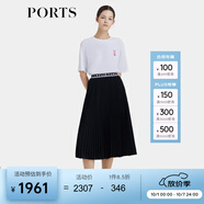 PORTS寶姿商場(chǎng)同款早春新品女裝ROBBI聯(lián)名顯瘦百褶裙SP8S004HWP024 黑色 XS (2)