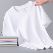 以純（YISHion）新疆棉夏季純棉短袖t恤男女寬松純白色半袖打底衫學(xué)生上衣t恤 白色 S _80-100斤