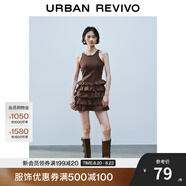 UR2025夏季新款女裝休閑疊層荷葉邊無(wú)袖連衣裙UYY750084 咖棕 L