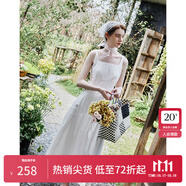 范思藍(lán)恩腰精裙系列 白色無(wú)袖吊帶連衣裙女夏法式領(lǐng)證小白裙2048 象牙白 S