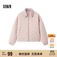 森馬（Semir）棉服女燈芯絨翻領(lǐng)菱形格復(fù)古2024冬三防寬松輕薄棉衣109724112007