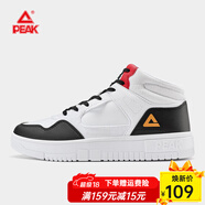 匹克（PEAK）板鞋男鞋復古休閑鞋情侶運動(dòng)跑步鞋革面拼接網(wǎng)面透氣平底鞋情侶鞋 大白/黑色【女】-休閑款 35