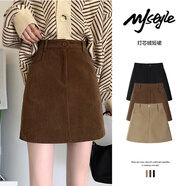 MJ STYLE燈芯絨短裙子女2025秋季新款韓系A字高腰顯瘦小個(gè)子學(xué)院風(fēng)半身裙