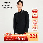 七匹狼【商場(chǎng)同款】長(cháng)袖T恤男新款休閑翻領(lǐng)Polo體恤衫男裝衣服上衣Z 001(黑色) L 175/96A