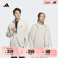 adidas休閑舒適寬松加絨連帽夾克外套男女秋冬阿迪達斯官方輕運動(dòng) 礬土棕   L