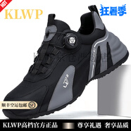 KLWP輕奢男鞋四季新款真皮老爹鞋男士紐扣運(yùn)動(dòng)跑步休閑鞋戶外旅游鞋 黑色 38