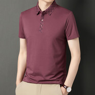 皮爾卡丹（pierre cardin）100桑蠶絲男長袖t恤男中年翻領(lǐng)寬松男士衛(wèi)衣polo.爸爸上衣服男裝 36夏季短袖紅色 薄款 親膚透氣排汗 M 165/80A (100-120斤)