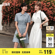 森馬（Semir）連衣裙女翻領(lǐng)長(zhǎng)裙文藝溫柔系夏季收腰百褶襯衫裙109324114009