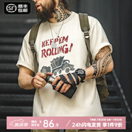 馬登工裝美式復(fù)古涂鴉字母印花短袖T恤男夏季混紡圓領(lǐng)重磅小眾Tee男款 淺杏色 【男士半袖/寬松t恤衫/高街/國(guó)內(nèi)潮牌】 XL 【今日下單 順豐包郵】