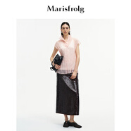 Marisfrolg【云感透透紗】瑪絲菲爾無袖褶皺感襯衫套頭立領(lǐng)襯衣 櫻花粉 S