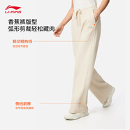 李寧加絨保暖直筒熱力褲香蕉褲運動(dòng)褲女秋冬季易搭休閑衛褲AKLVB48